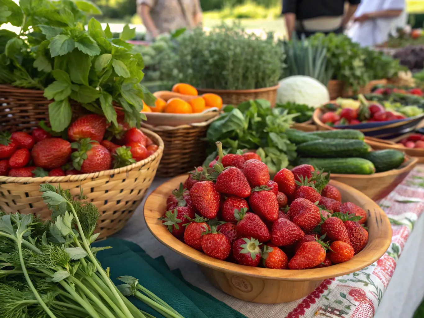 Sommarens ingredienser: jordgubbar, örter och färska grönsaker